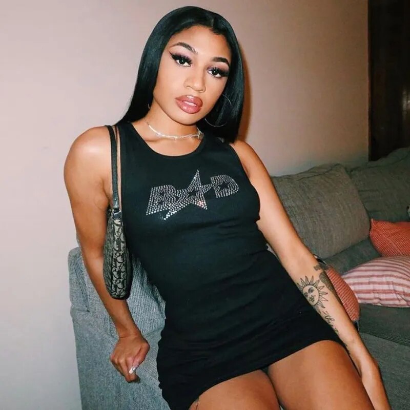 Bad Letter Print Mini Dress