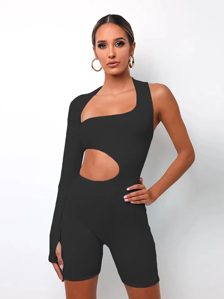 Asymmetrical Solid Romper