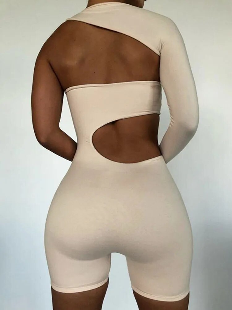 Asymmetrical Solid Romper