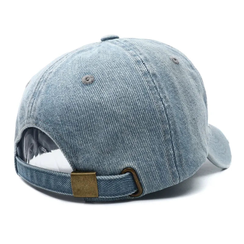Light Wash Distressed MY Embroidered Denim Hat