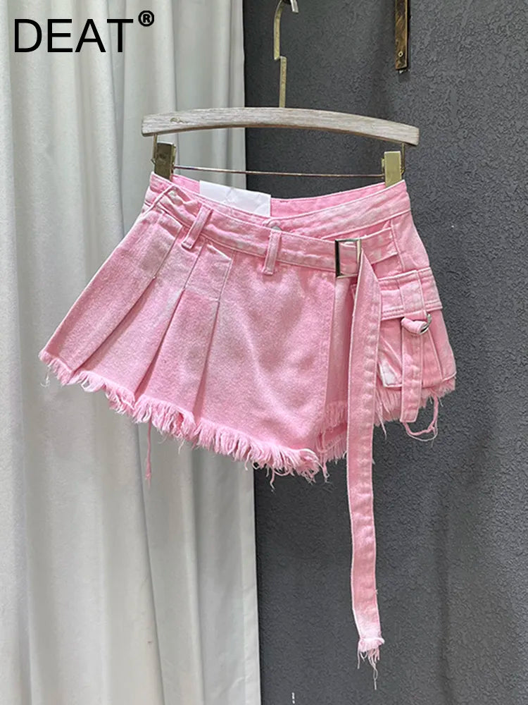 Patchwork Denim Skort