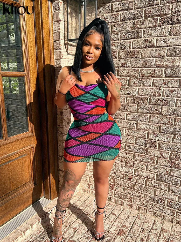Mesh Patchwork Mini Dress