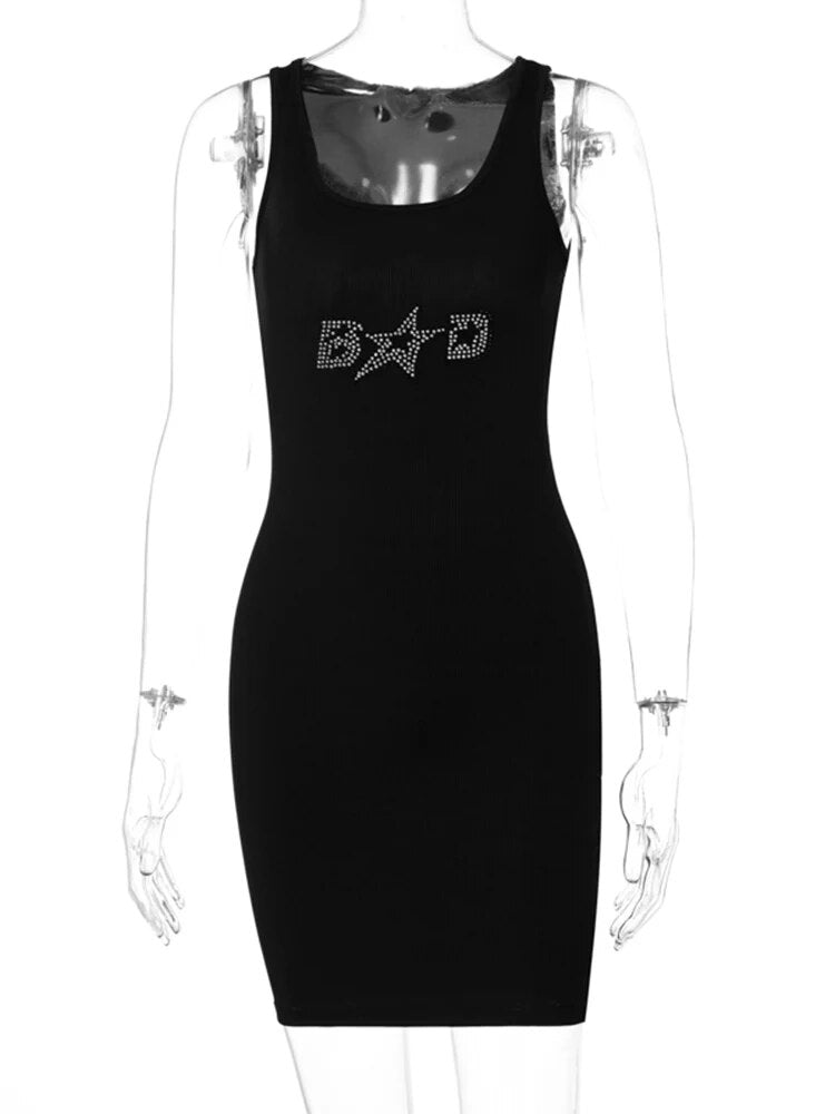 Bad Letter Print Mini Dress