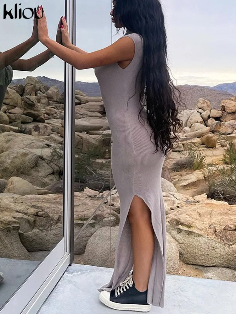 Solid Elegant Maxi Dress