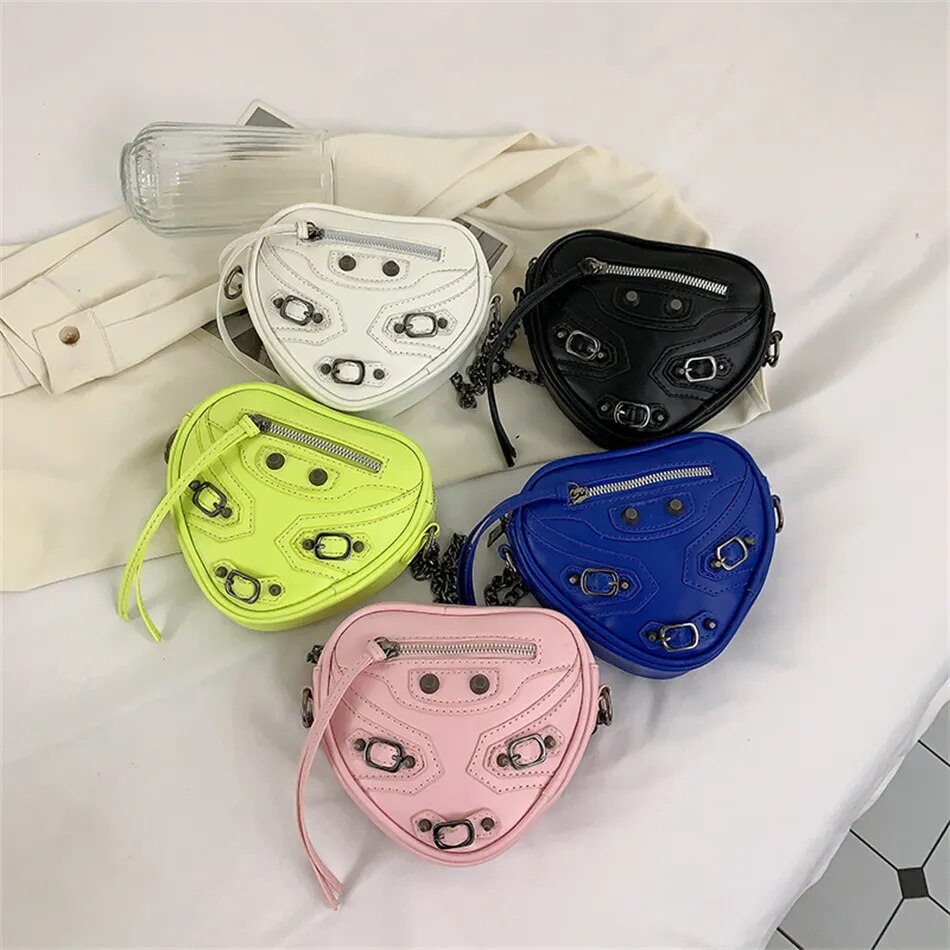 Black Heart Shape PU Leather Shoulder Bag