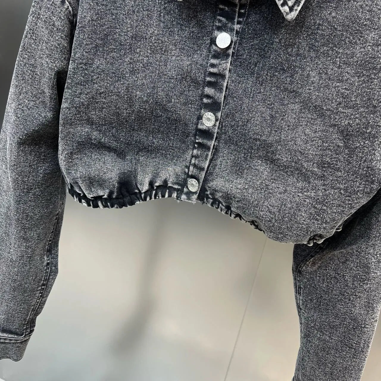 Grey Denim Mini Skirt Two Piece Set