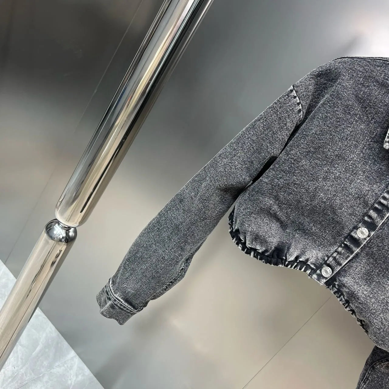 Grey Denim Mini Skirt Two Piece Set
