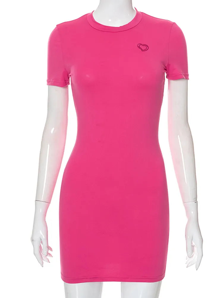 Heart Embroidery Bodycon Dress