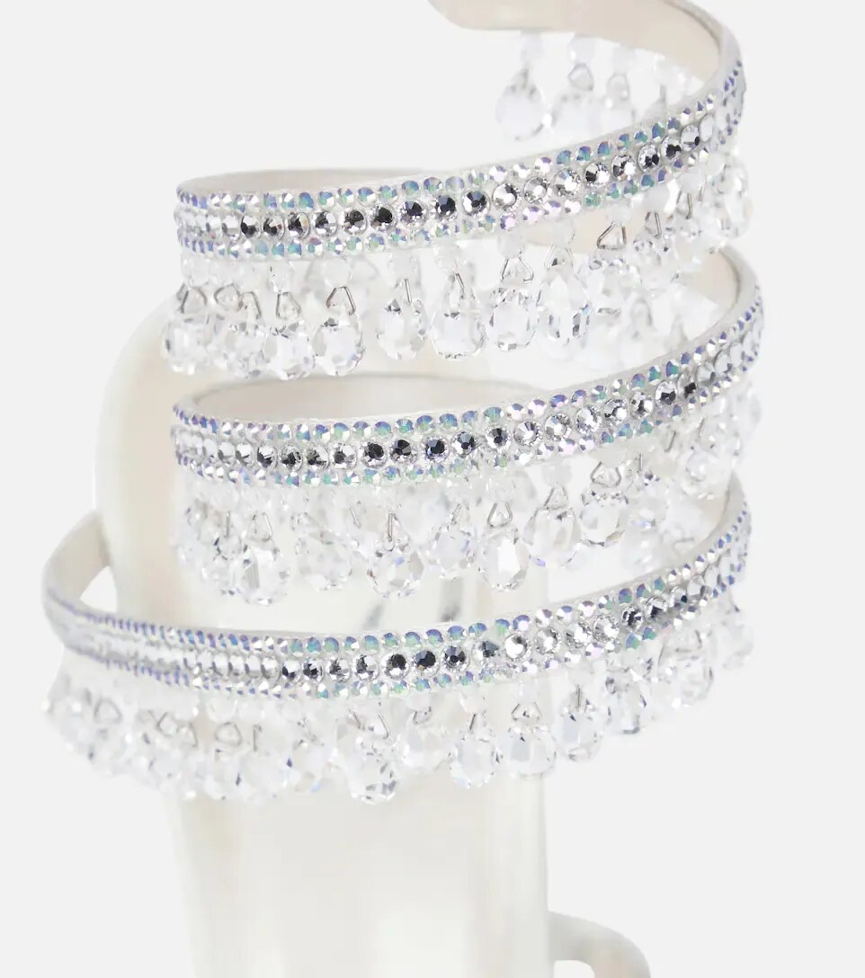 Short White Tassel Crystal Stiletto Heels