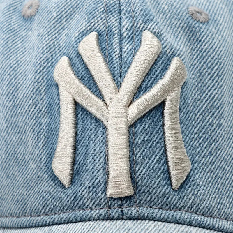 Light Wash Distressed MY Embroidered Denim Hat