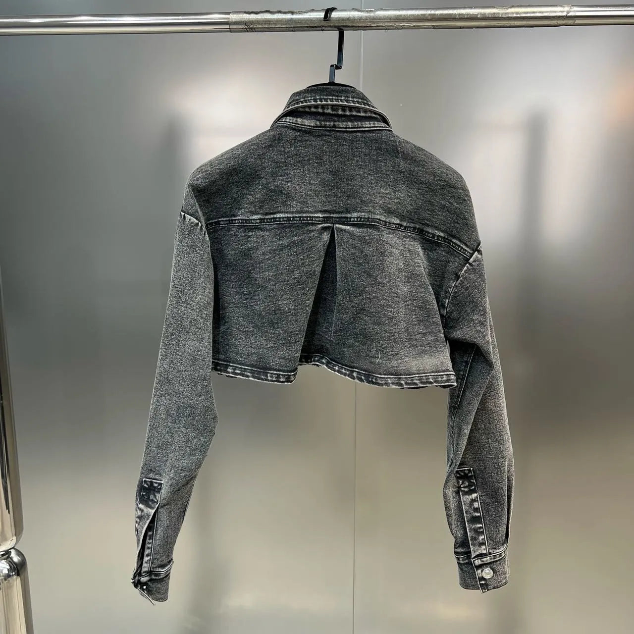 Grey Denim Mini Skirt Two Piece Set