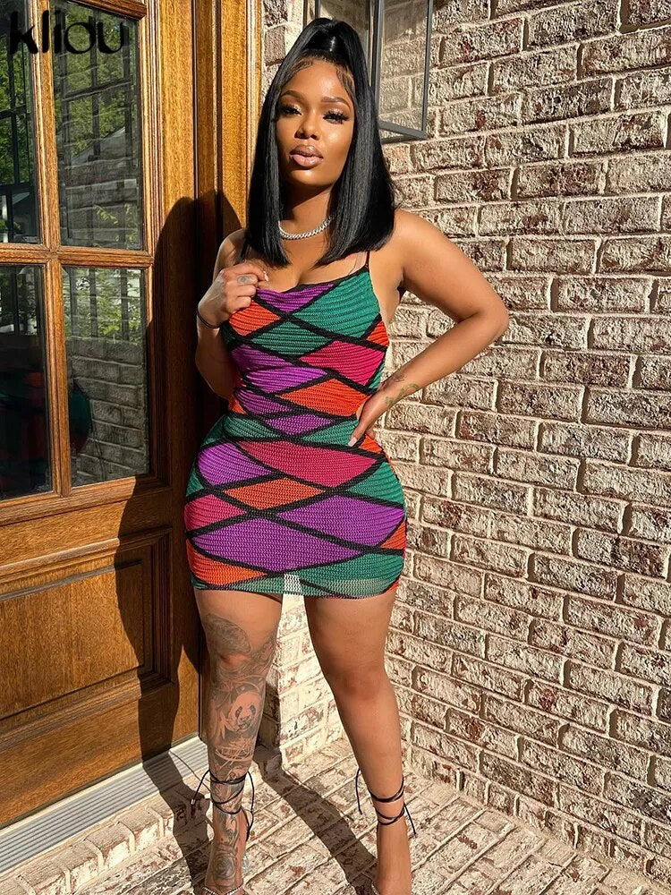 Mesh Patchwork Mini Dress