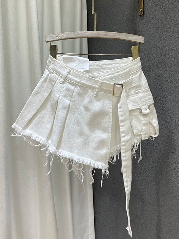 Patchwork Denim Skort