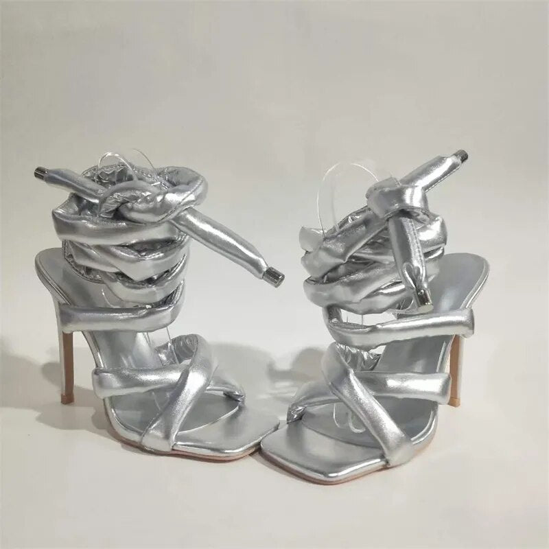 Silver Kelly Thick Strap Heel