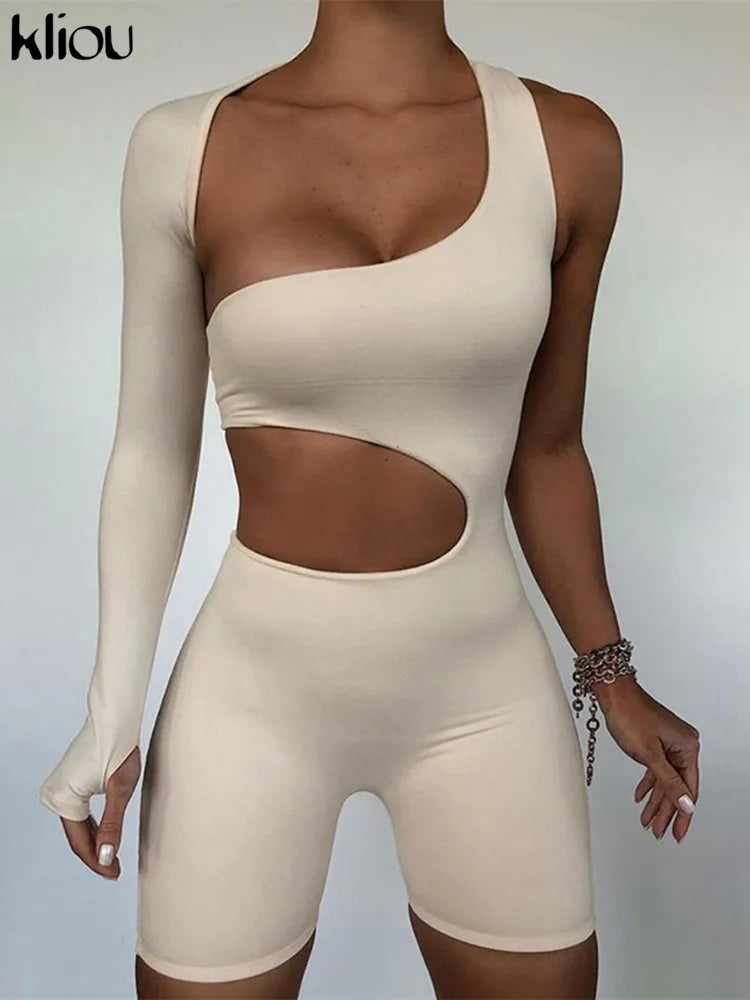 Asymmetrical Solid Romper