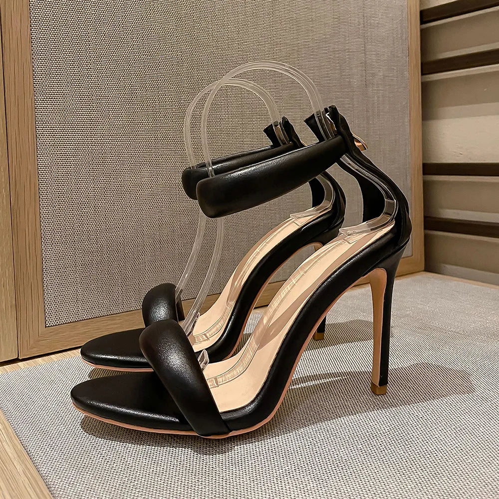 Black Concise Style One-strap Stiletto Heel