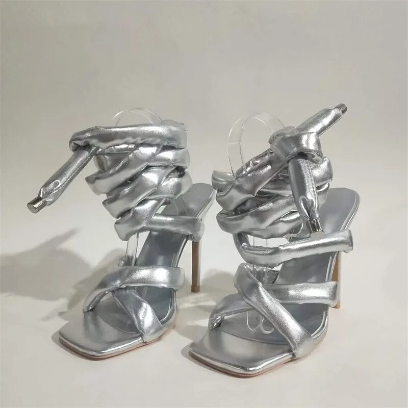 Silver Kelly Thick Strap Heel