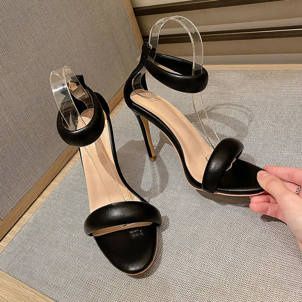 Black Concise Style One-strap Stiletto Heel