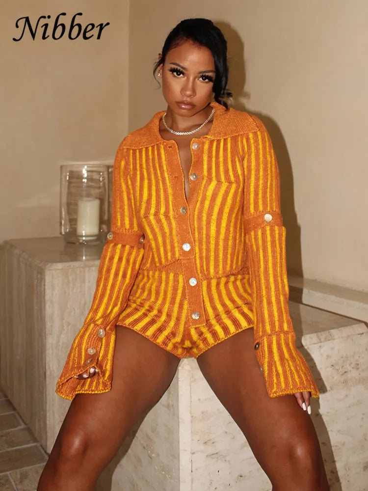 Streak Knit Two Piece Set