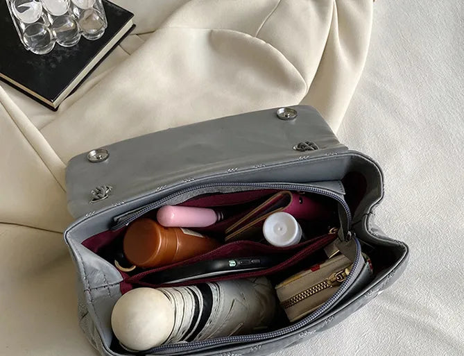 Grey Kurk Quilted Shoulder Bag