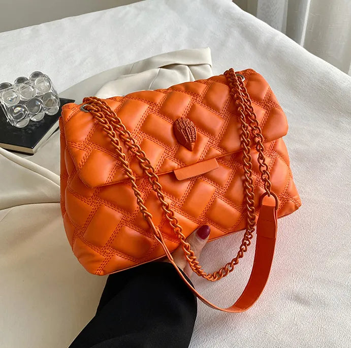 Orange Kurk Quilted Shoulder Bag