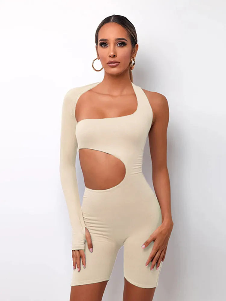 Asymmetrical Solid Romper