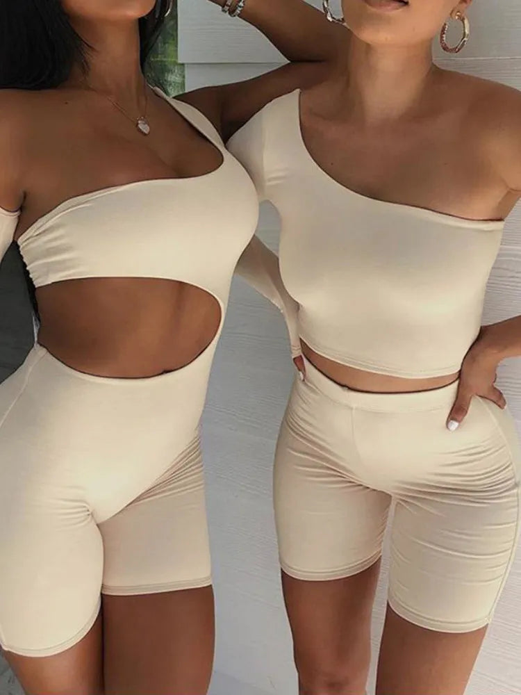 Asymmetrical Solid Romper