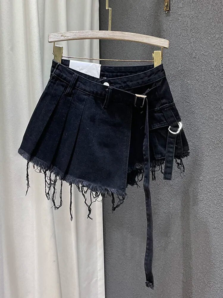 Patchwork Denim Skort