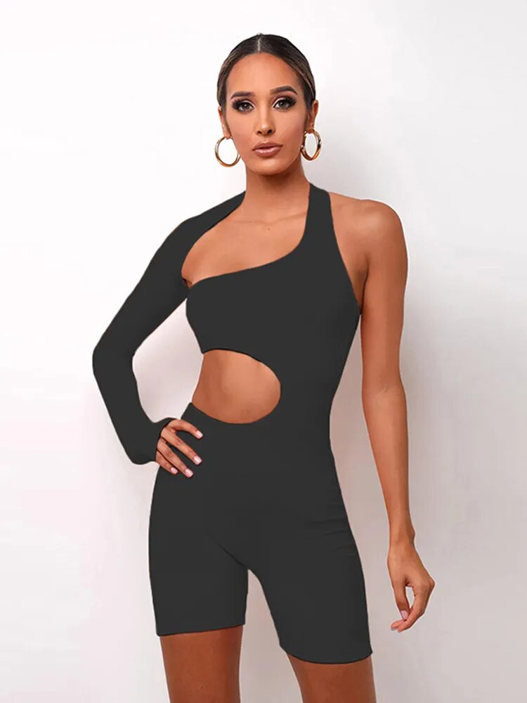 Asymmetrical Solid Romper