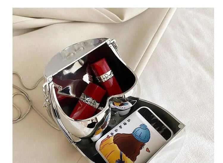 Silver - Shaped Luxury Acrylic Crossbody Shoulder Bag
