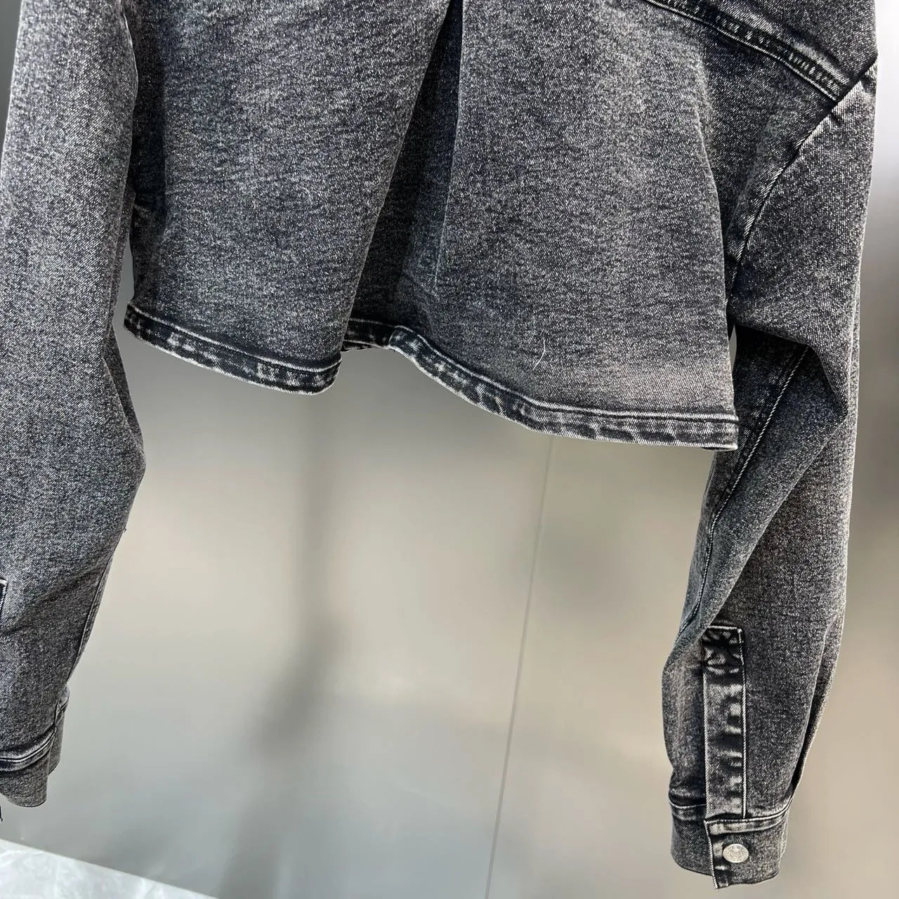 Grey Denim Mini Skirt Two Piece Set