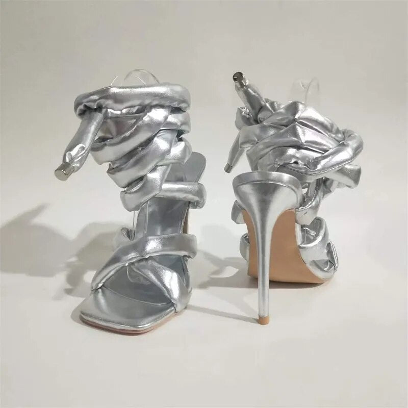 Silver Kelly Thick Strap Heel