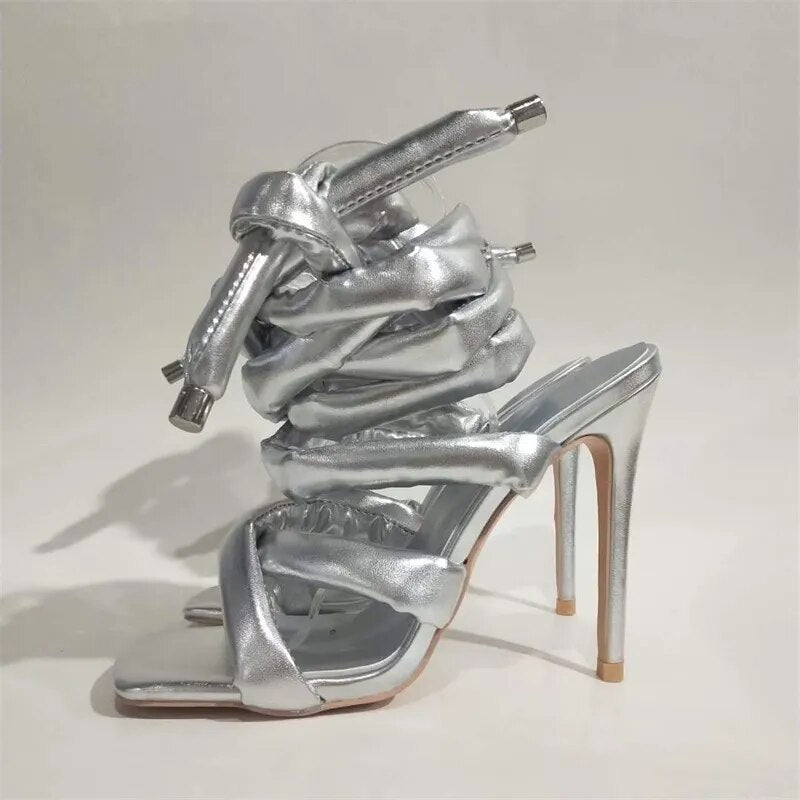 Silver Kelly Thick Strap Heel