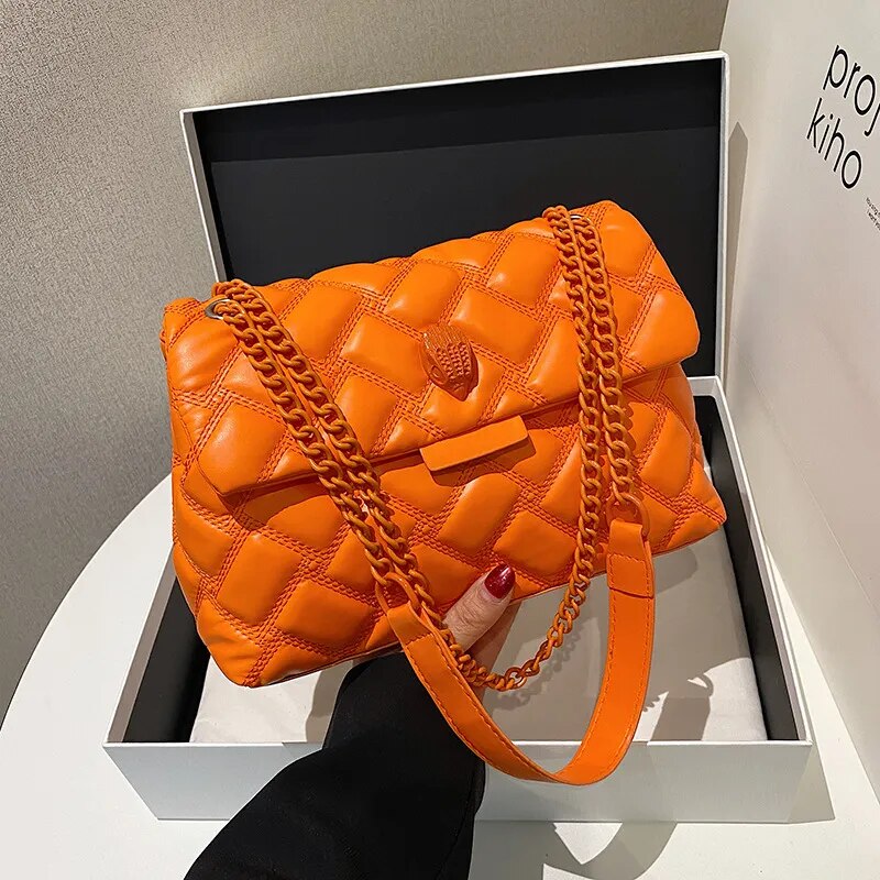 Orange Kurk Quilted Shoulder Bag