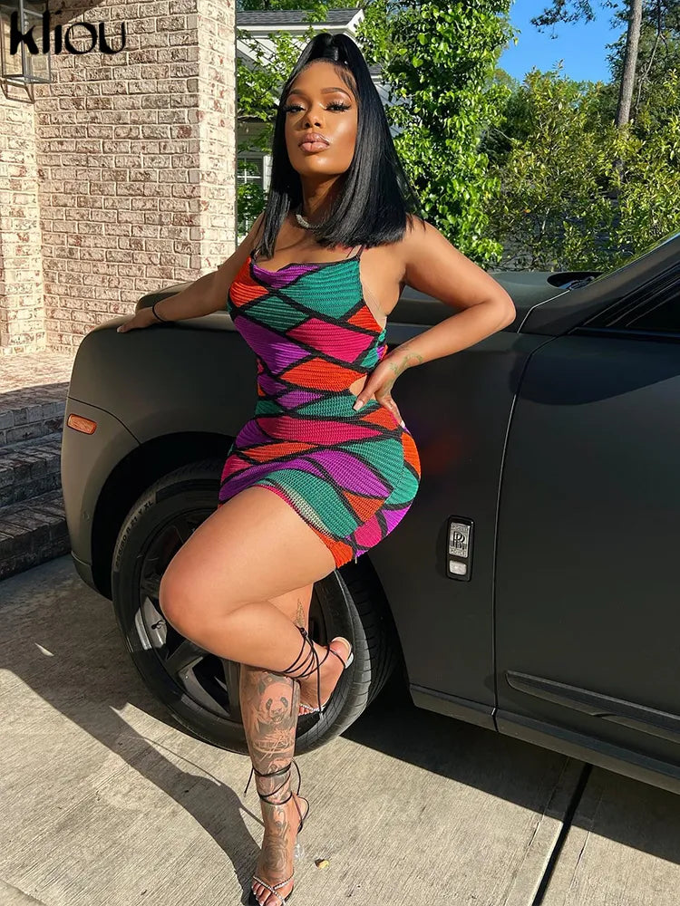 Mesh Patchwork Mini Dress