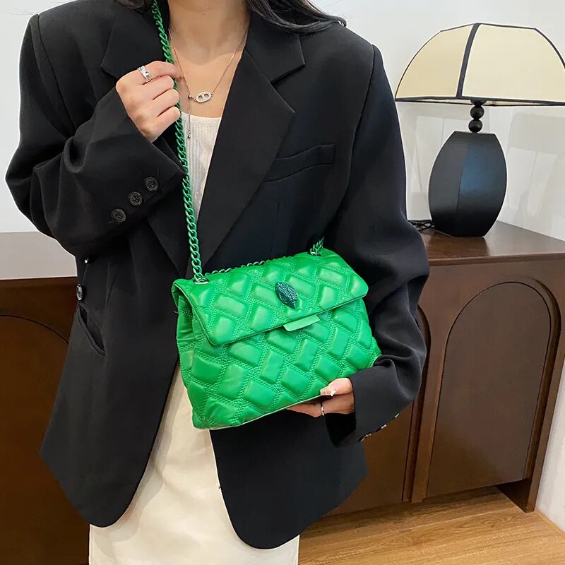 Green Kurk Quilted Shoulder Bag