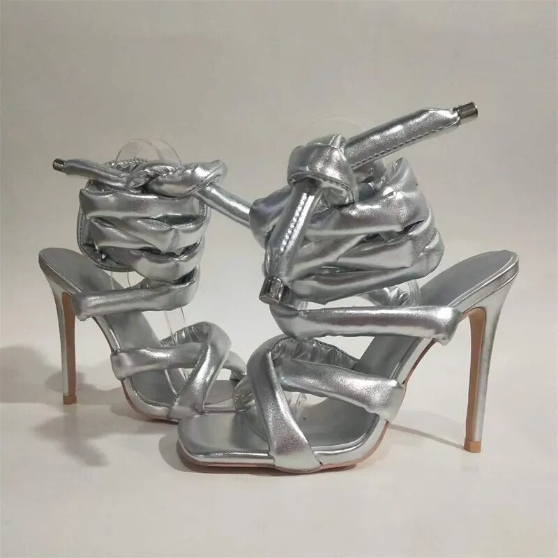 Silver Kelly Thick Strap Heel