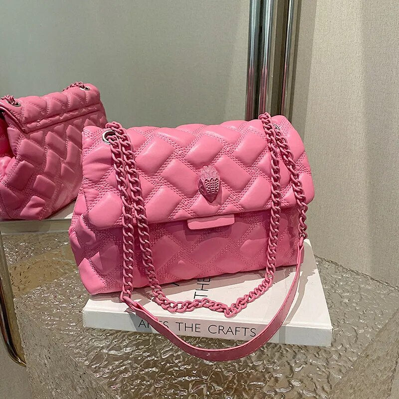 Pink Kurk Quilted Shoulder Bag