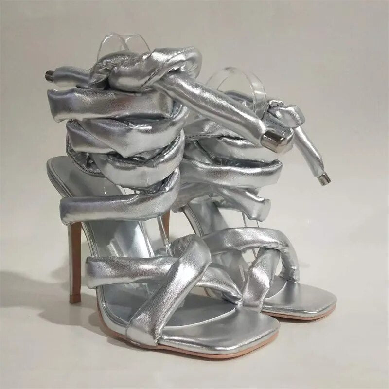 Silver Kelly Thick Strap Heel