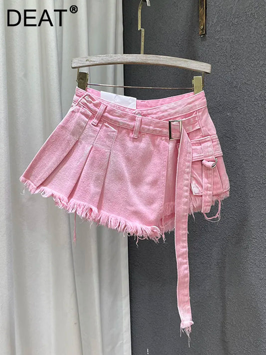 Patchwork Denim Skort