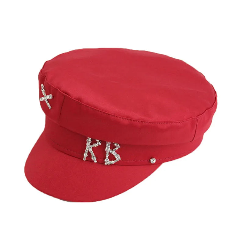 Red RB Rhinestone Lettering Beret