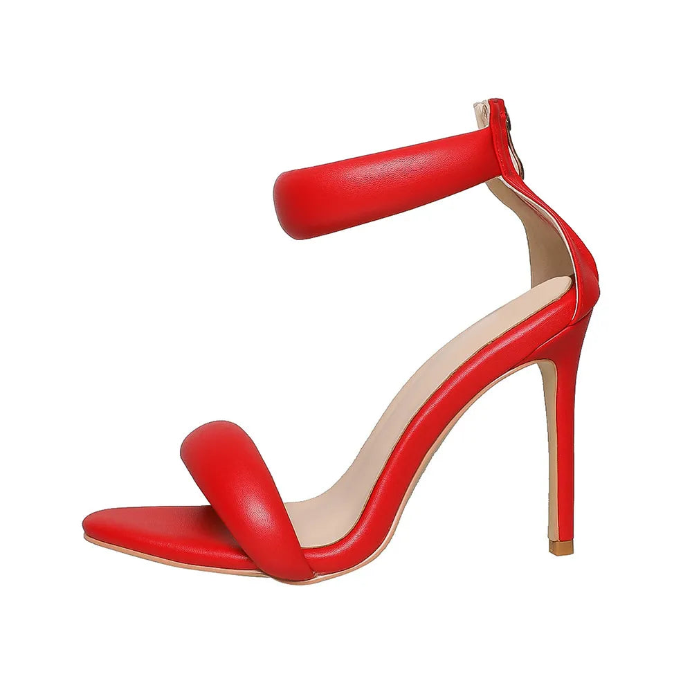 Red Concise Style One-strap Stiletto Heel
