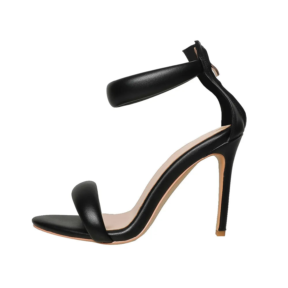 Black Concise Style One-strap Stiletto Heel